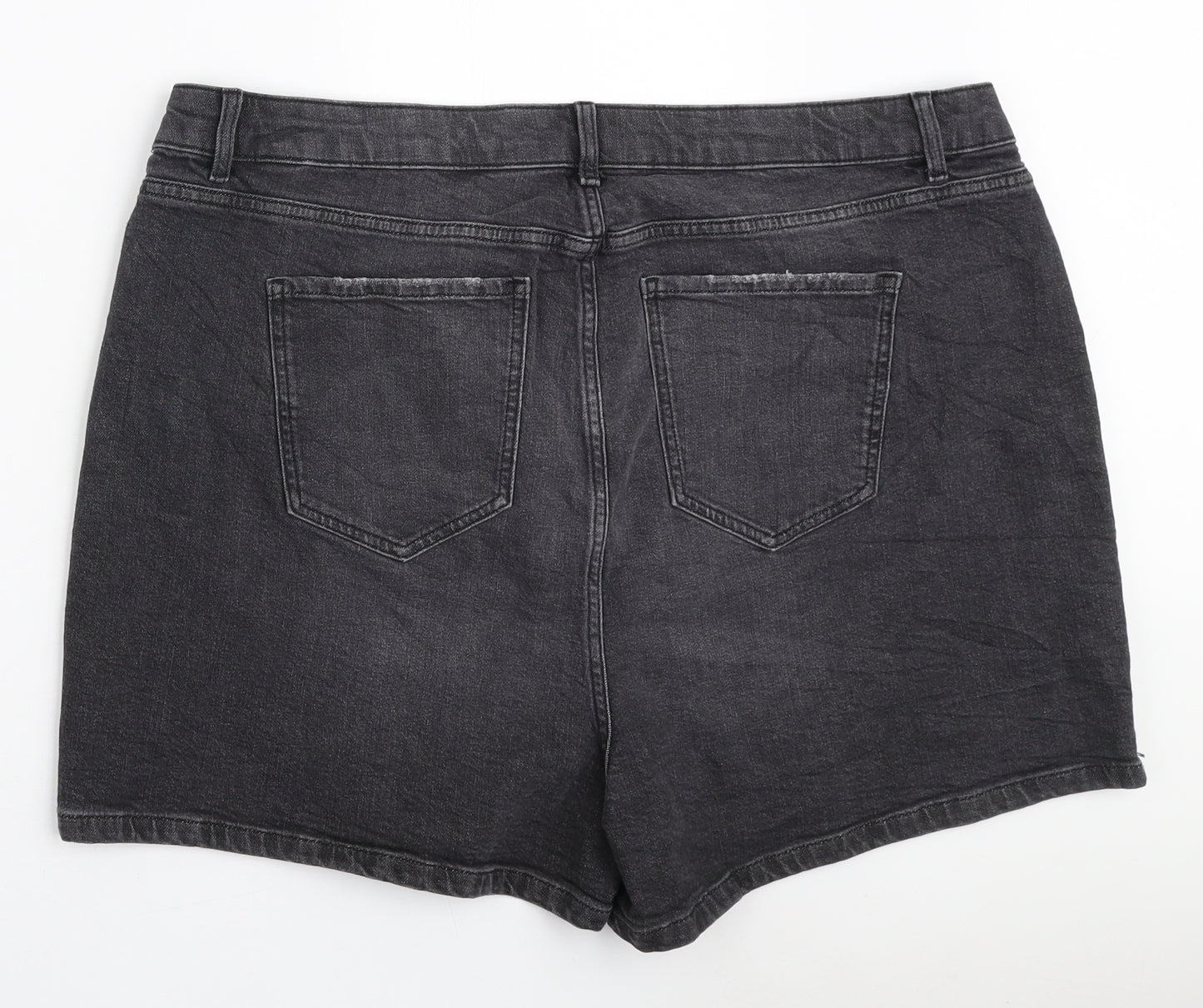 Marks and Spencer Womens Grey Cotton Mom Shorts Size 22 L3 in Regular Zip