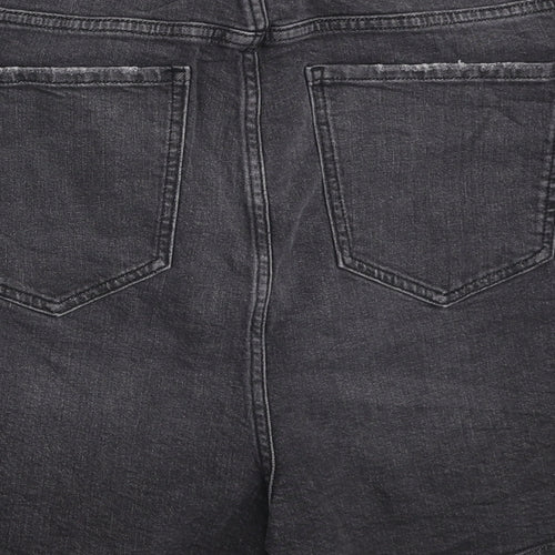 Marks and Spencer Womens Grey Cotton Mom Shorts Size 22 L3 in Regular Zip
