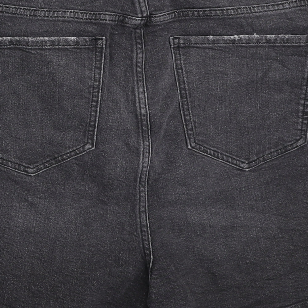 Marks and Spencer Womens Grey Cotton Mom Shorts Size 22 L3 in Regular Zip