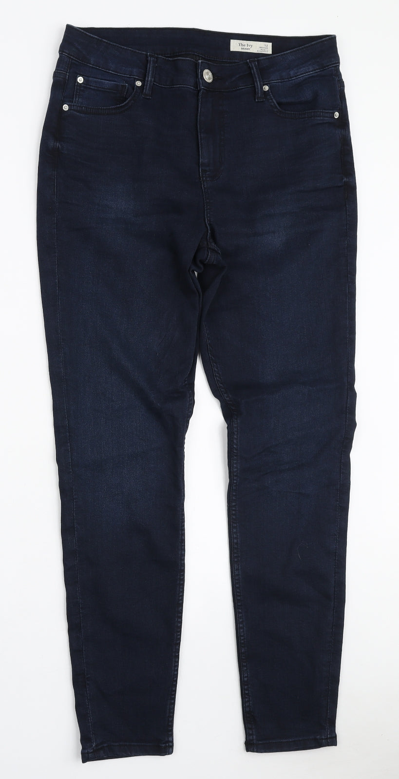 Marks and Spencer Womens Blue Polyester Skinny Jeans Size 12 L28 in Regular Zip