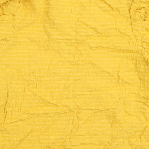 F&F Womens Yellow Cotton Basic Blouse Size 14 V-Neck