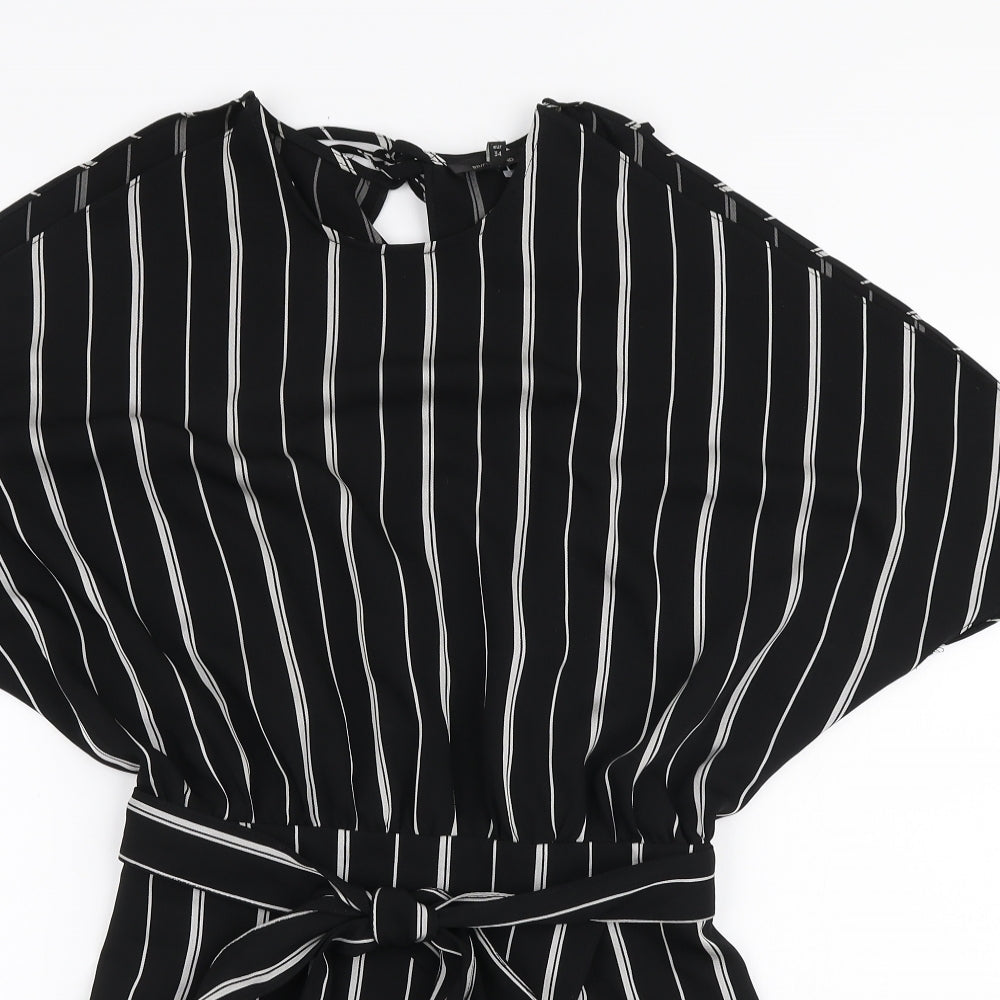 River Island Womens Black Striped Polyester Playsuit One-Piece Size 8 L3 in Zip