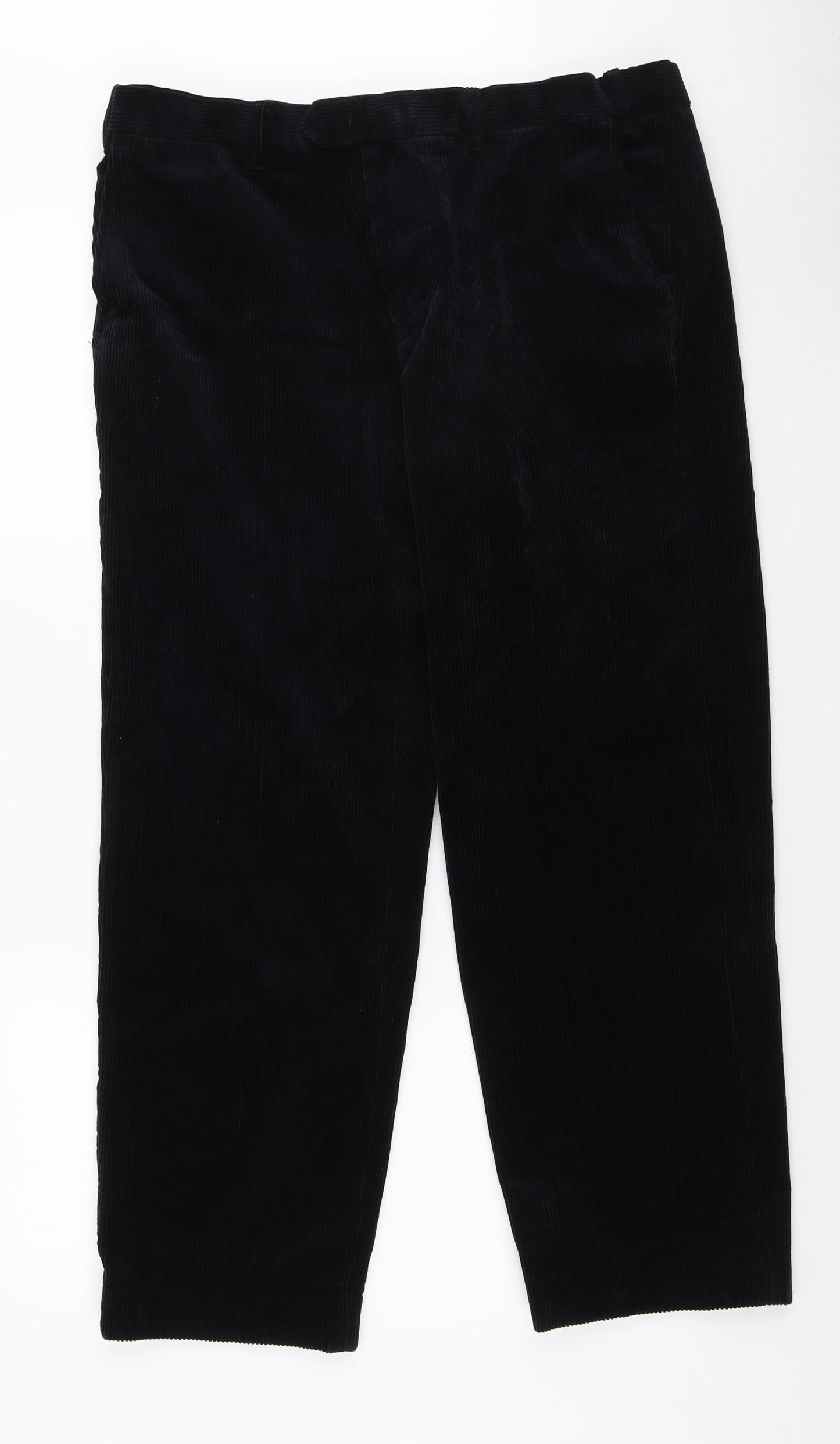 Marks and Spencer Mens Blue Cotton Trousers Size 36 in L29 in Regular Zip