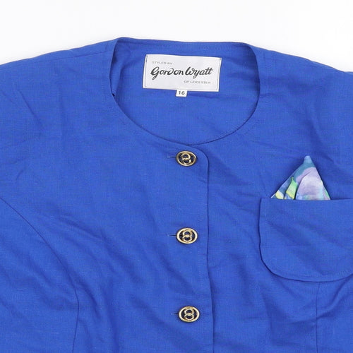 Gordon Wyatt Womens Blue Jacket Blazer Size 16 Button