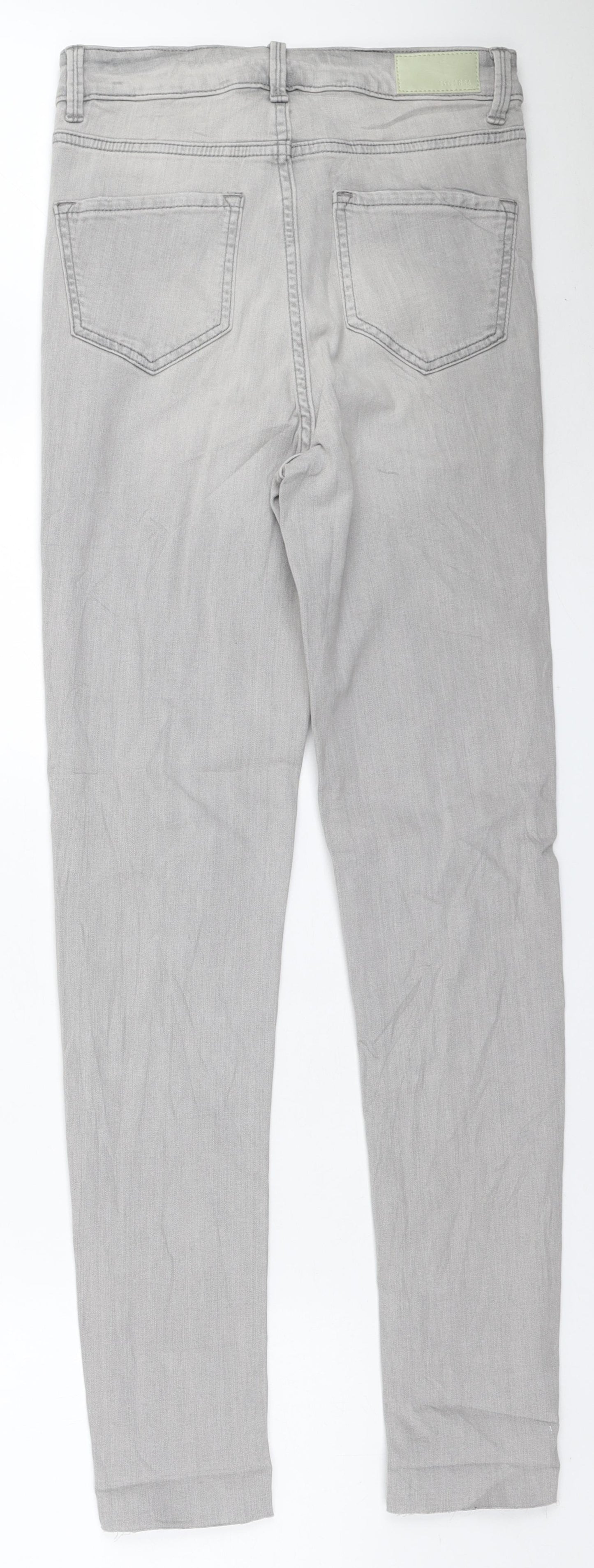 Marks and Spencer Womens Grey Cotton Skinny Jeans Size 8 L29 in Regular Zip