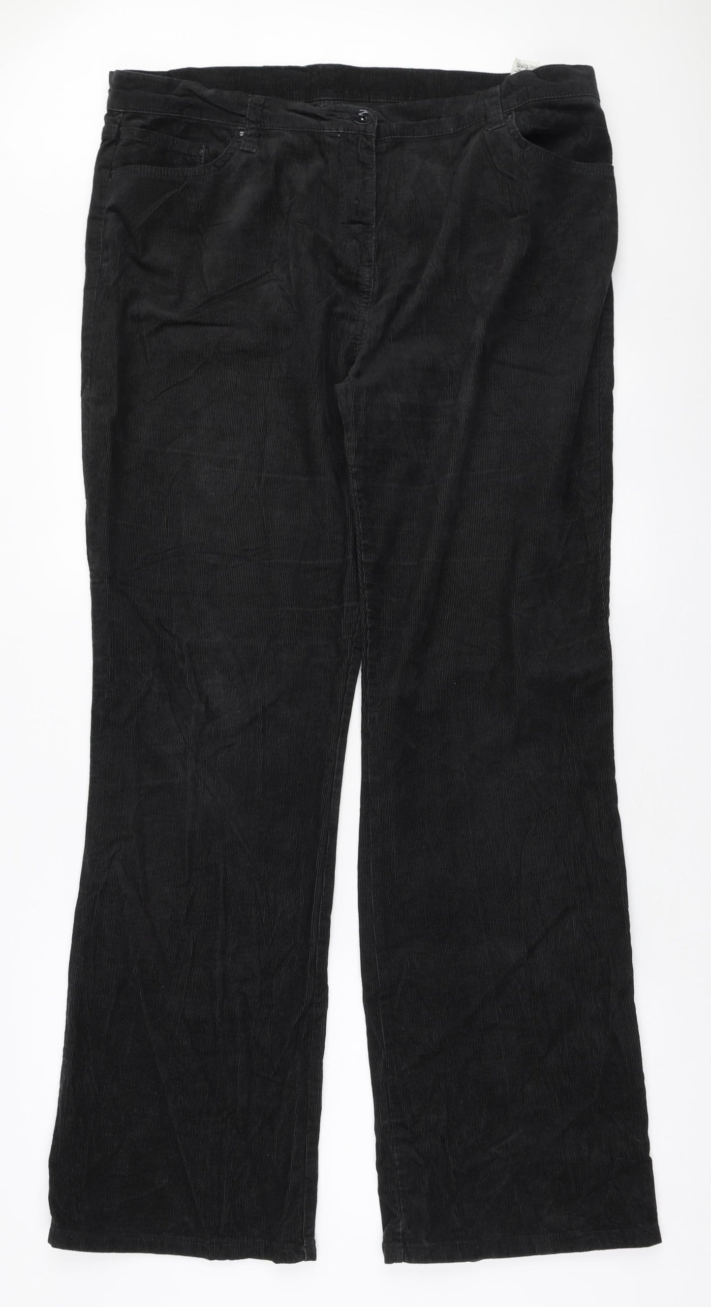 Marks and Spencer Womens Black Cotton Bootcut Jeans Size 18 L32 in Regular Zip