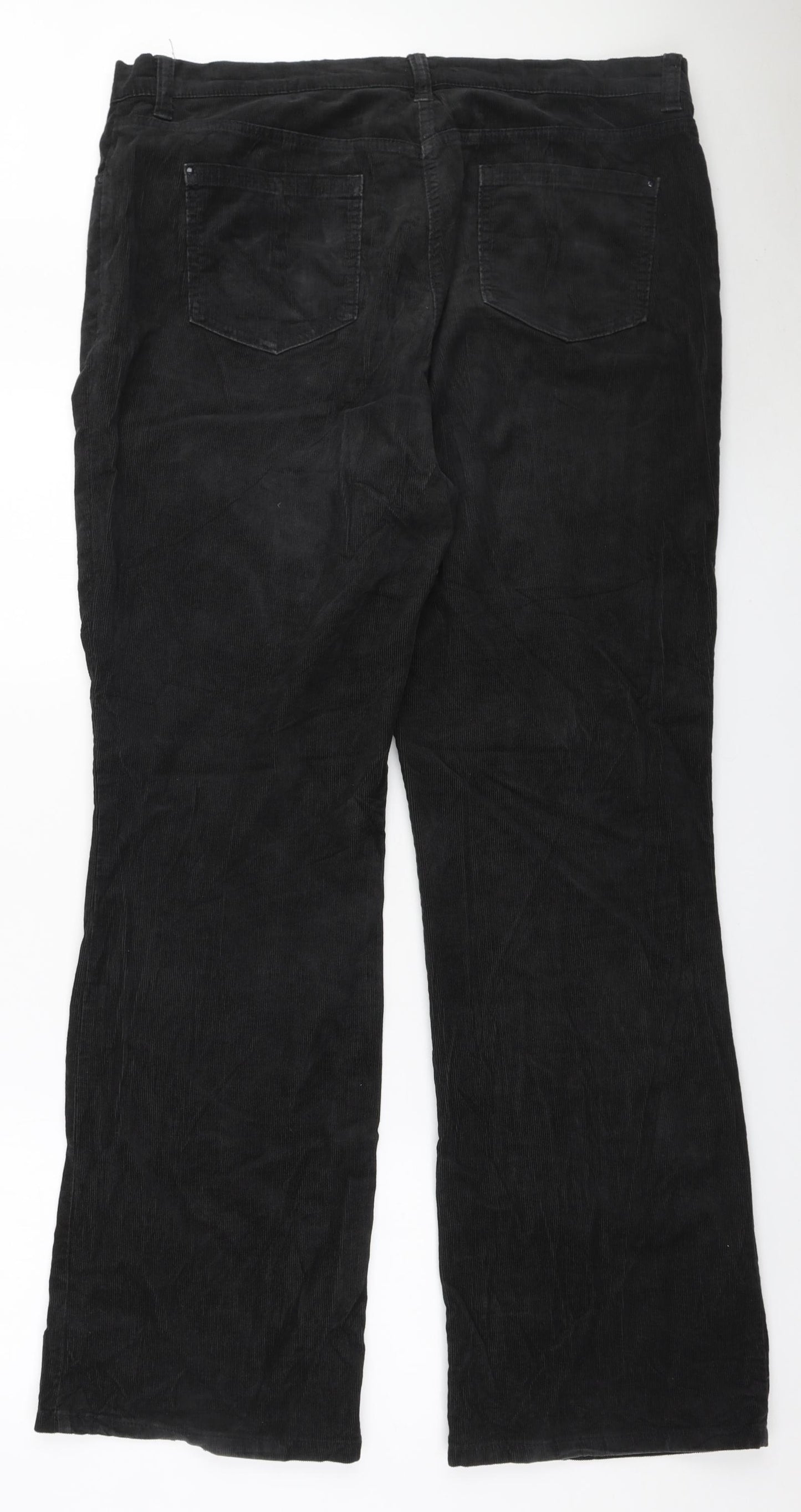 Marks and Spencer Womens Black Cotton Bootcut Jeans Size 18 L32 in Regular Zip