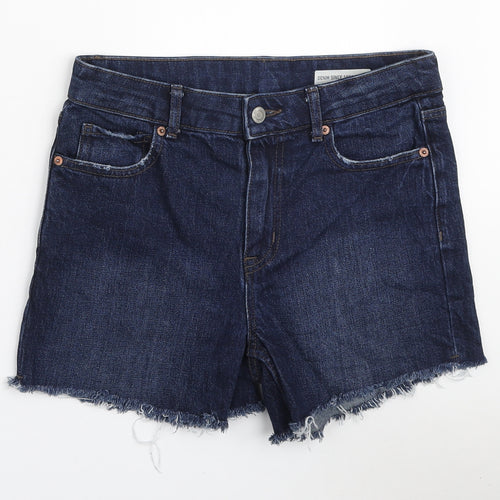 Marks and Spencer Womens Blue Cotton Bermuda Shorts Size 8 L3 in Regular Zip