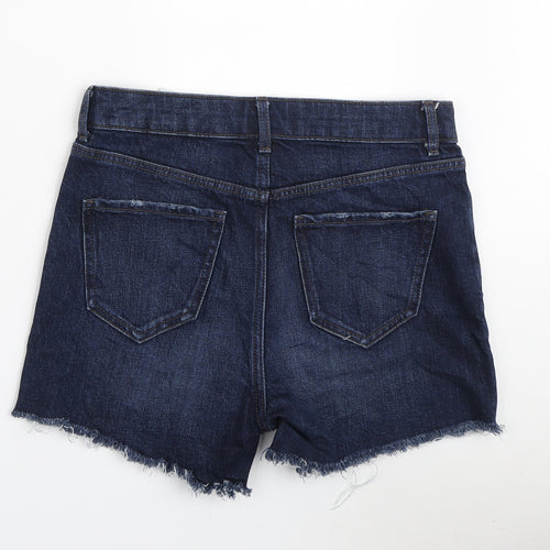 Marks and Spencer Womens Blue Cotton Bermuda Shorts Size 8 L3 in Regular Zip