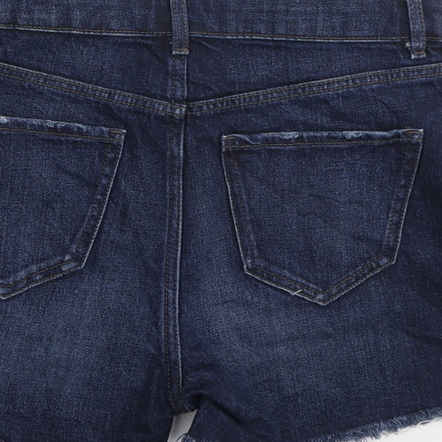 Marks and Spencer Womens Blue Cotton Bermuda Shorts Size 8 L3 in Regular Zip