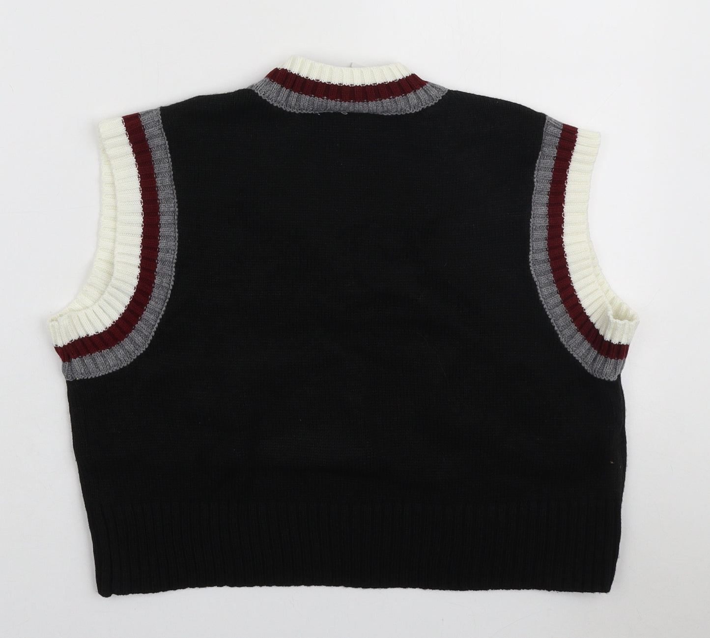 The Ragged Priest Womens Black V-Neck Acrylic Pullover Jumper Size L - Cropped Jumper