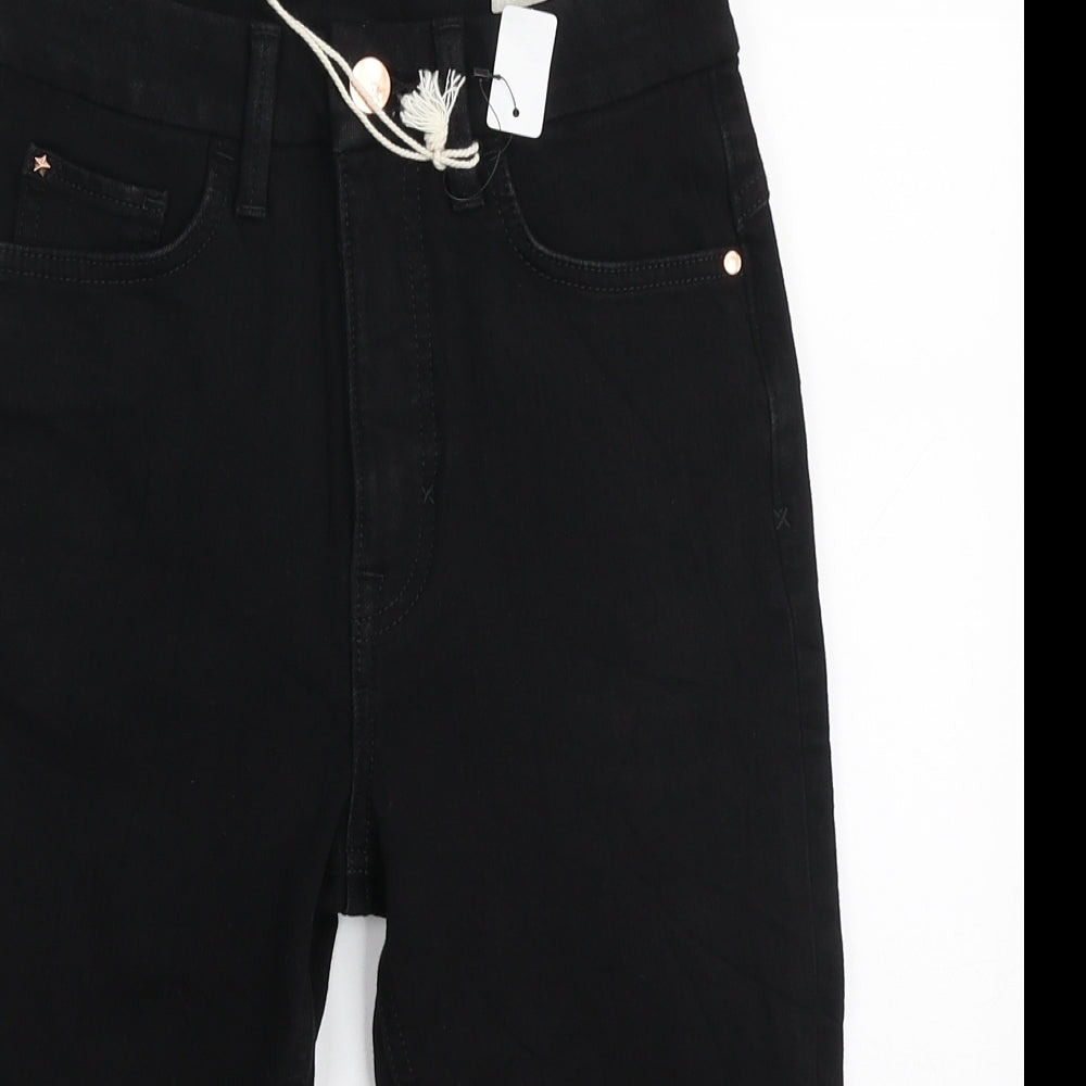Marks and Spencer Womens Black Cotton Compression Shorts Size 6 L14 in Regular Zip