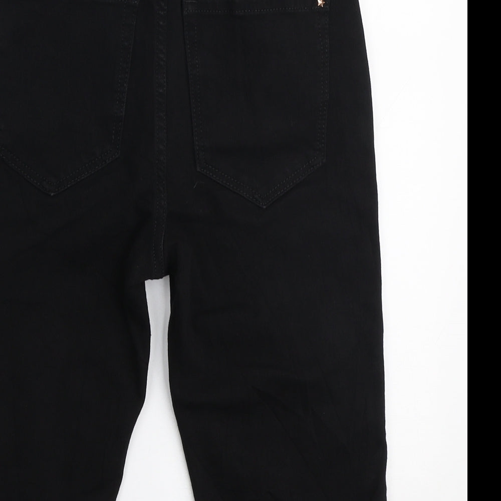 Marks and Spencer Womens Black Cotton Compression Shorts Size 6 L14 in Regular Zip