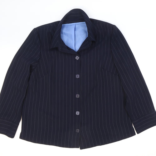 essence Womens Blue Striped Jacket Blazer Size 18 Button