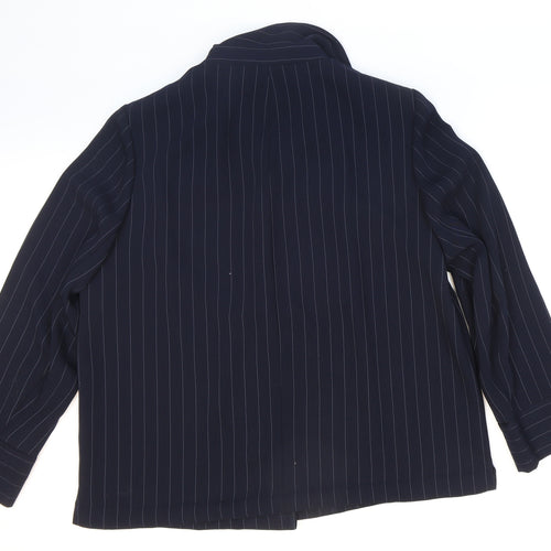 essence Womens Blue Striped Jacket Blazer Size 18 Button