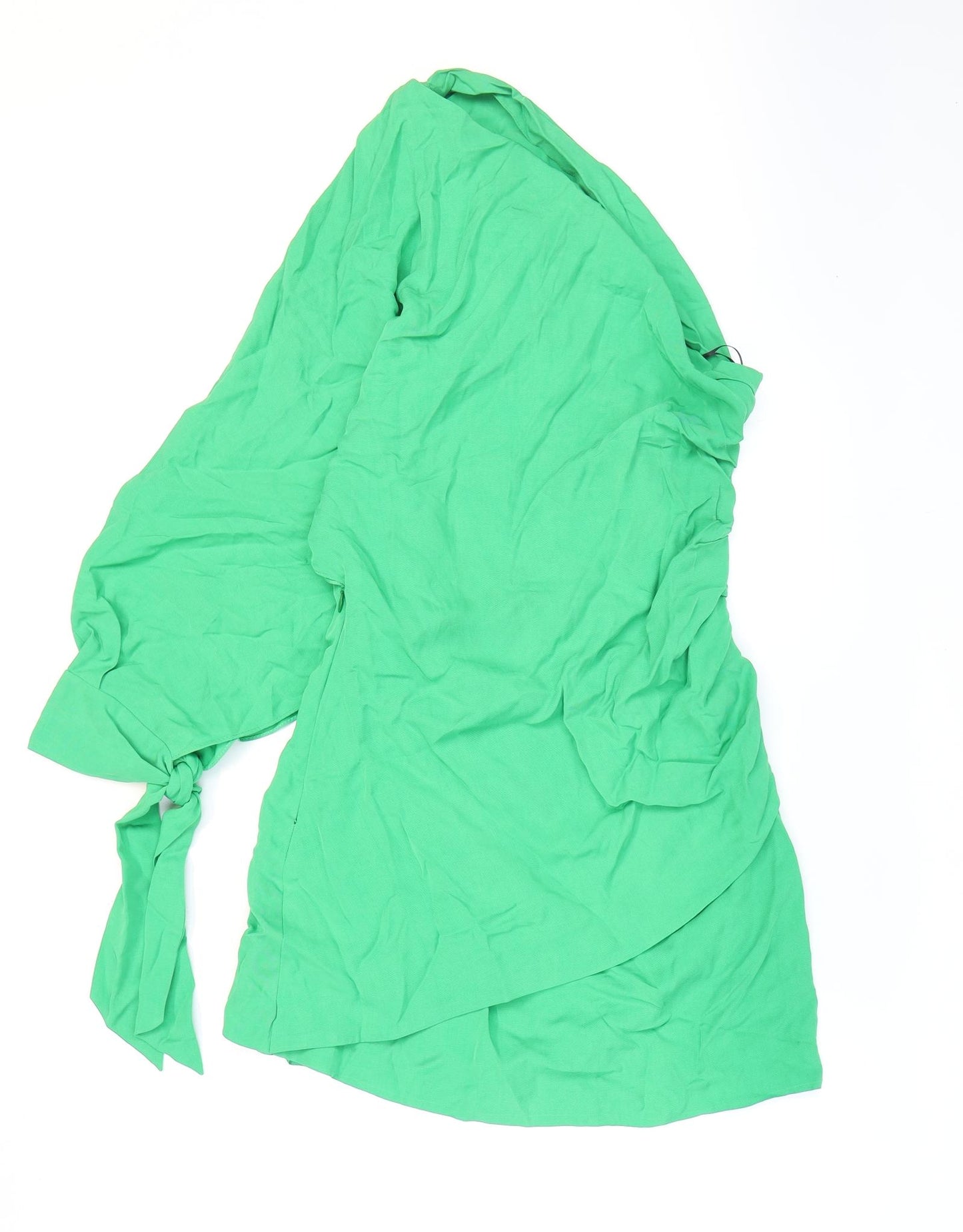 Zara Womens Green Viscose Fit & Flare Size 8 Off the Shoulder Zip