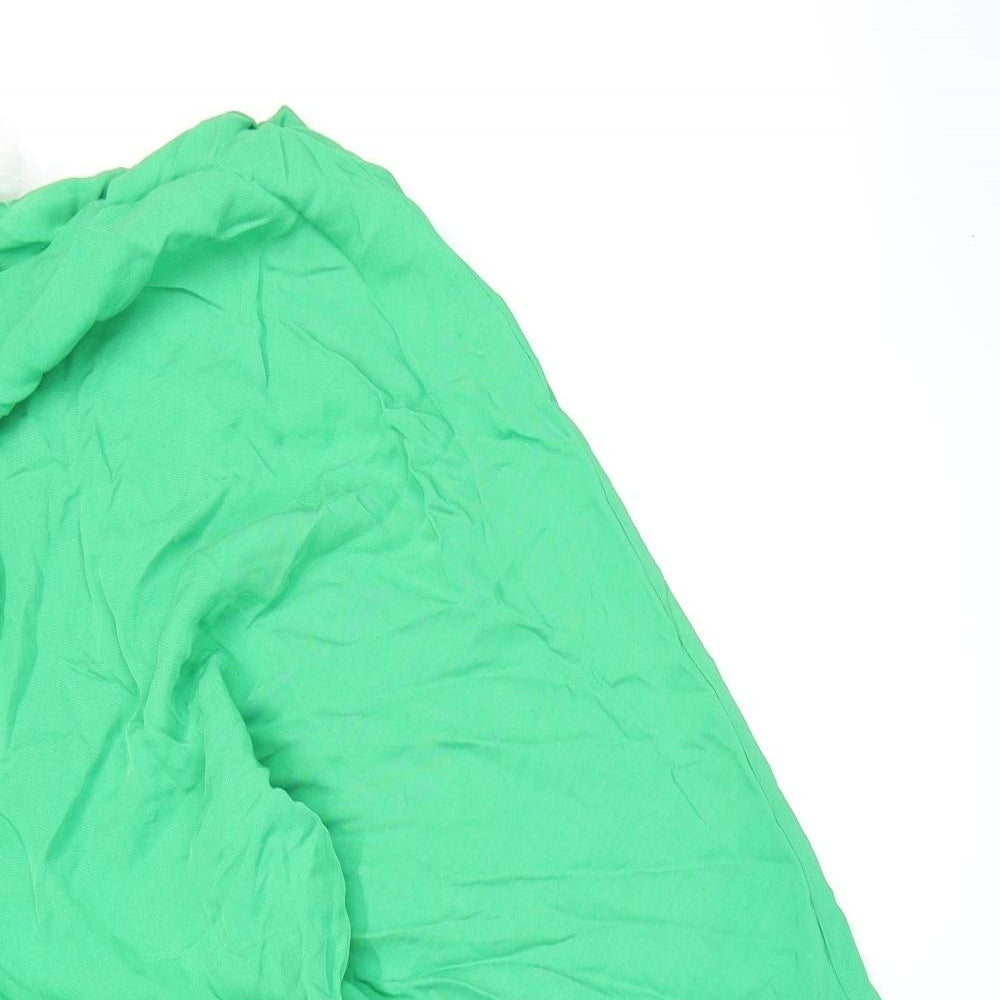 Zara Womens Green Viscose Fit & Flare Size 8 Off the Shoulder Zip