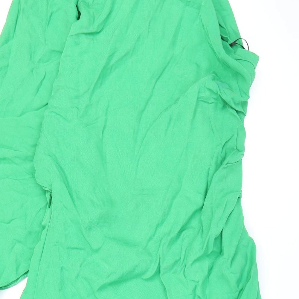 Zara Womens Green Viscose Fit & Flare Size 8 Off the Shoulder Zip
