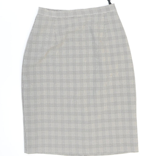 Marks and Spencer Womens Black Check Polyester Straight & Pencil Skirt Size 10 Zip - Formal wear