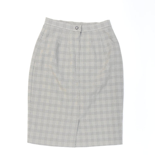Marks and Spencer Womens Black Check Polyester Straight & Pencil Skirt Size 10 Zip - Formal wear