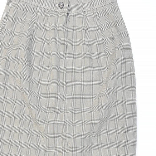 Marks and Spencer Womens Black Check Polyester Straight & Pencil Skirt Size 10 Zip - Formal wear