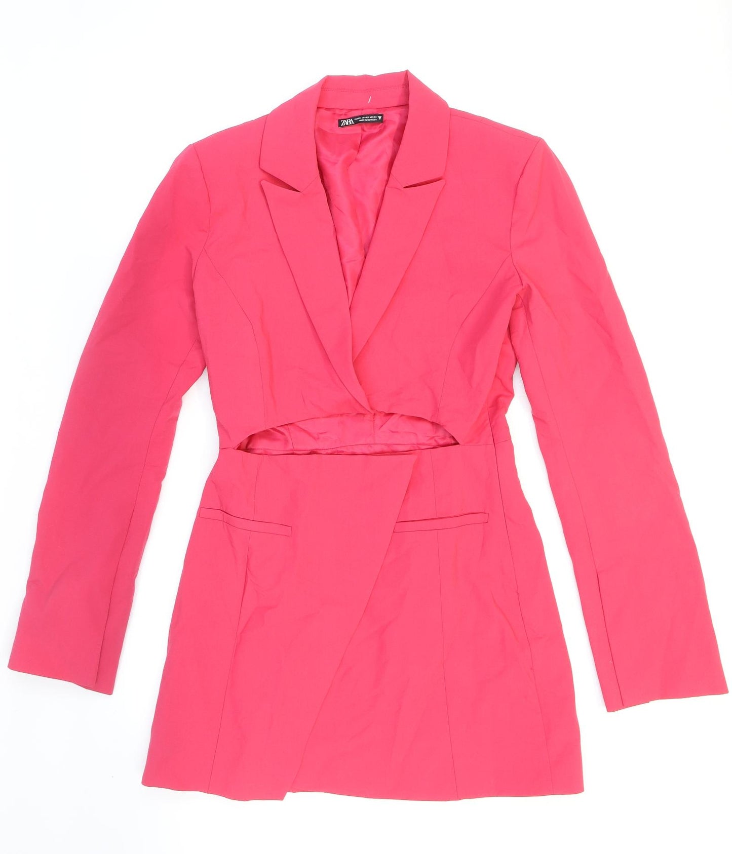 Zara Womens Pink Polyester Fit & Flare Size 4 Collared Zip
