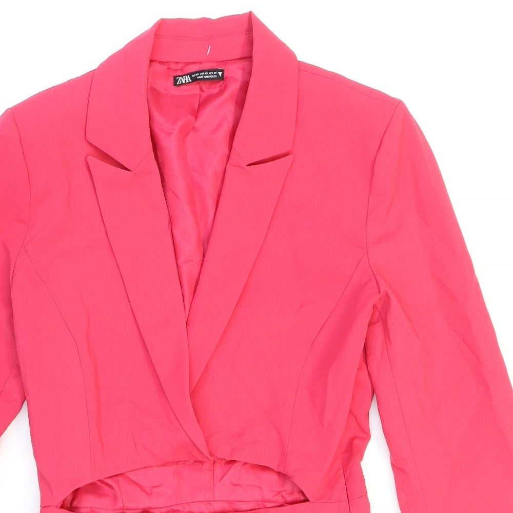 Zara Womens Pink Polyester Fit & Flare Size 4 Collared Zip