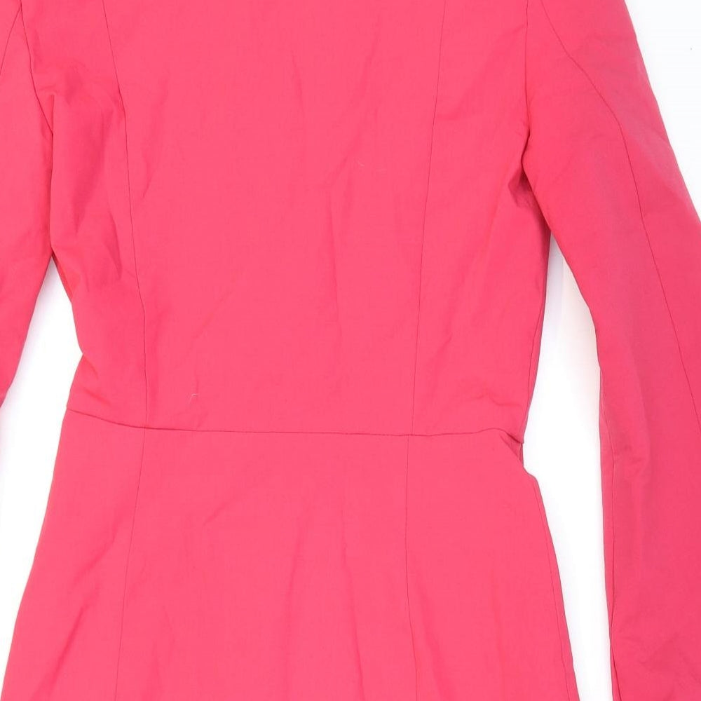 Zara Womens Pink Polyester Fit & Flare Size 4 Collared Zip
