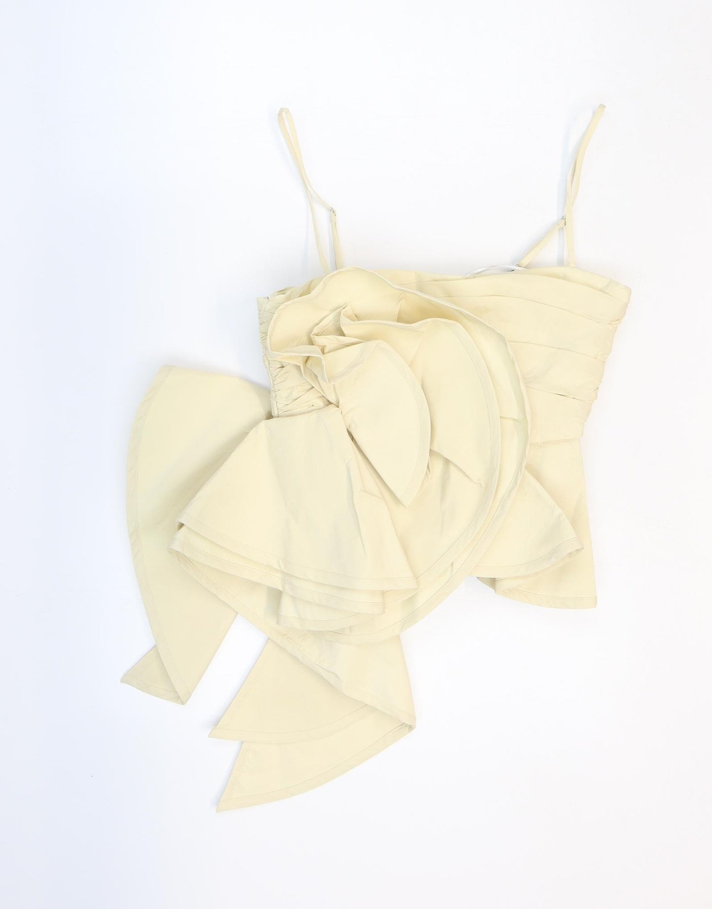 Zara Womens Ivory Polyester Cropped Blouse Size 6 Sweetheart - Flower feature. Ruched