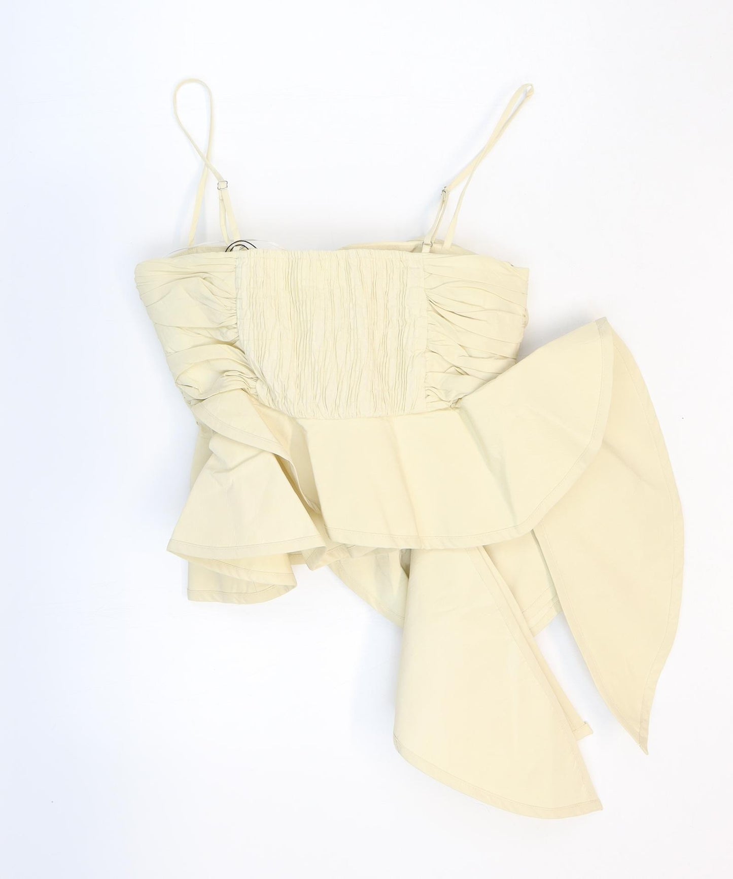 Zara Womens Ivory Polyester Cropped Blouse Size 6 Sweetheart - Flower feature. Ruched