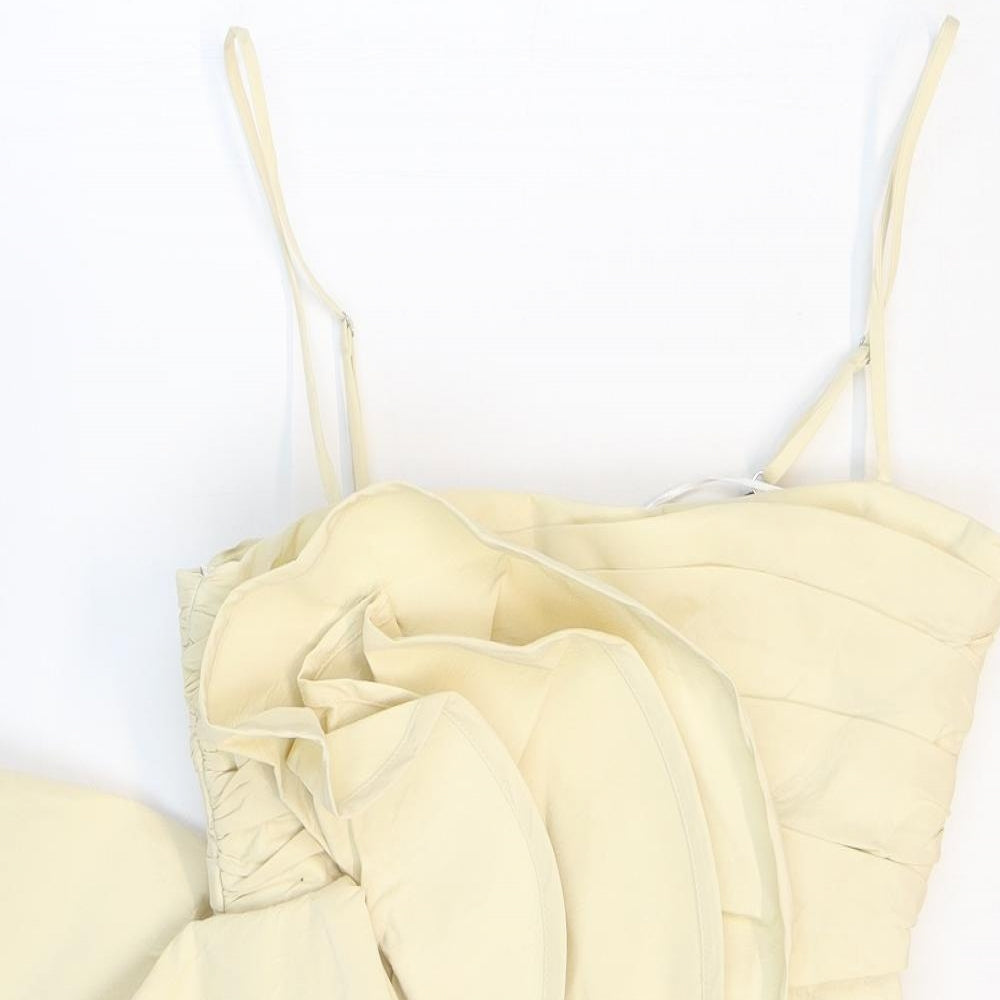 Zara Womens Ivory Polyester Cropped Blouse Size 6 Sweetheart - Flower feature. Ruched