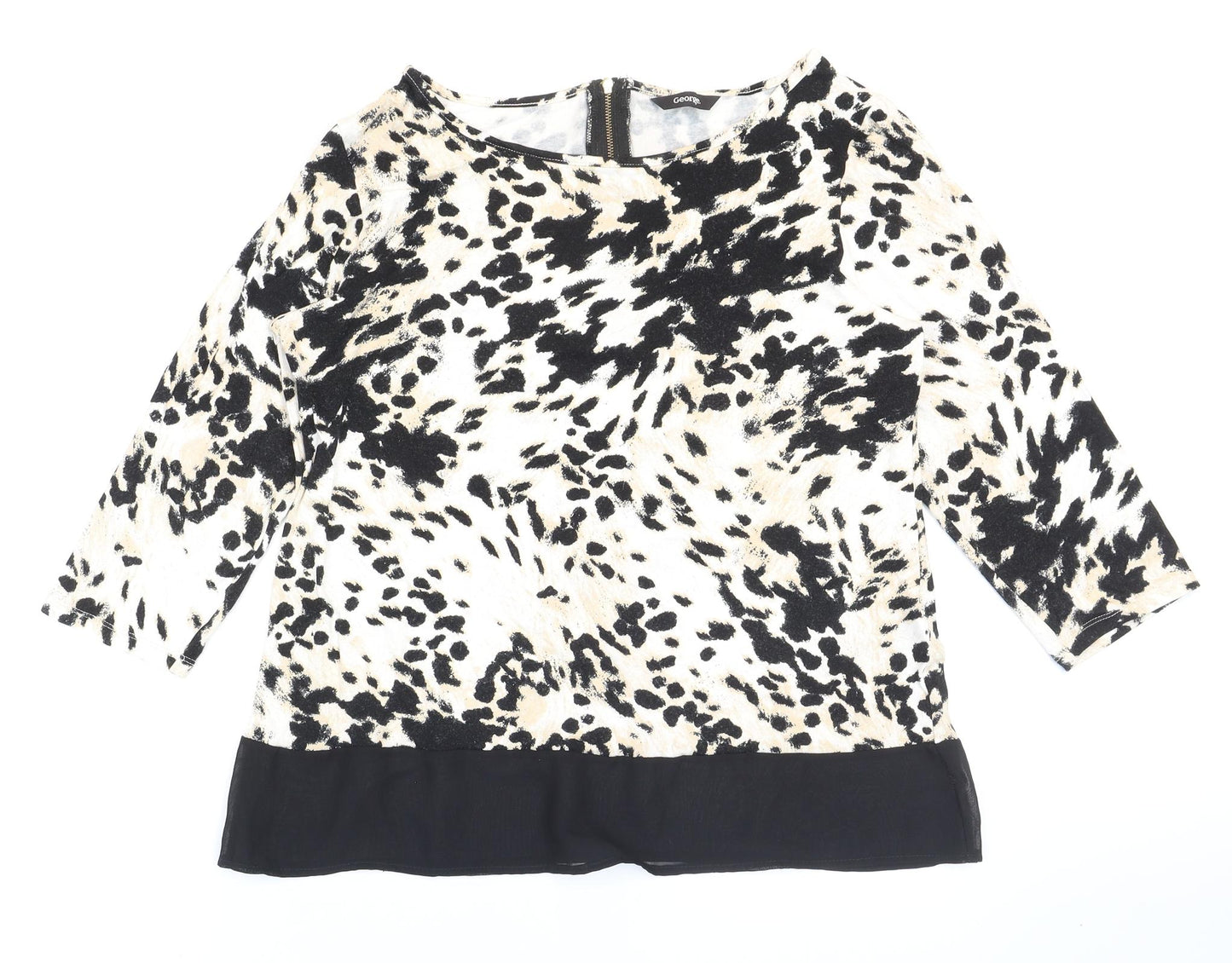 George Womens Multicoloured Animal Print Polyester Basic T-Shirt Size 12 Boat Neck - Cheetah print