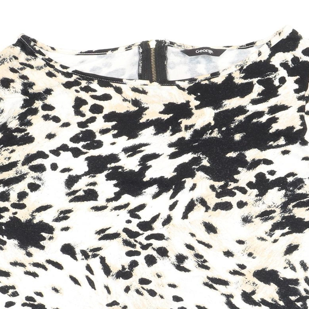 George Womens Multicoloured Animal Print Polyester Basic T-Shirt Size 12 Boat Neck - Cheetah print