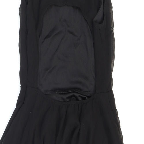 AX Paris Womens Black Polyester Fit & Flare Size 10 Boat Neck Zip