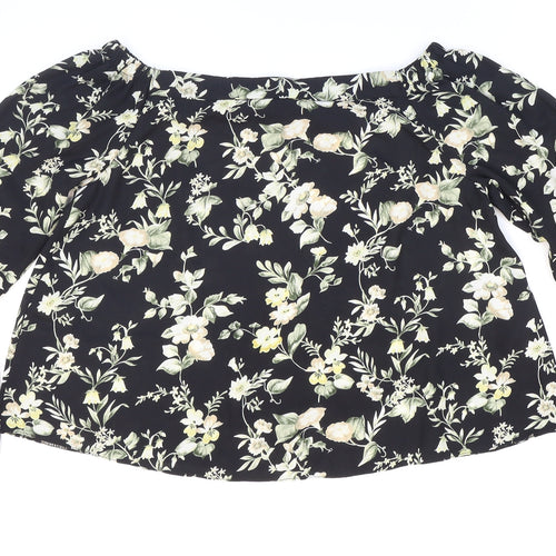New Look Womens Multicoloured Floral Polyester Cropped Blouse Size 8 Off the Shoulder - Flared sleeves
