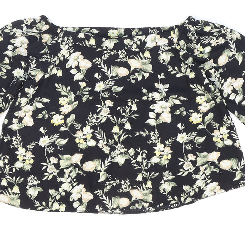 New Look Womens Multicoloured Floral Polyester Cropped Blouse Size 8 Off the Shoulder - Flared sleeves
