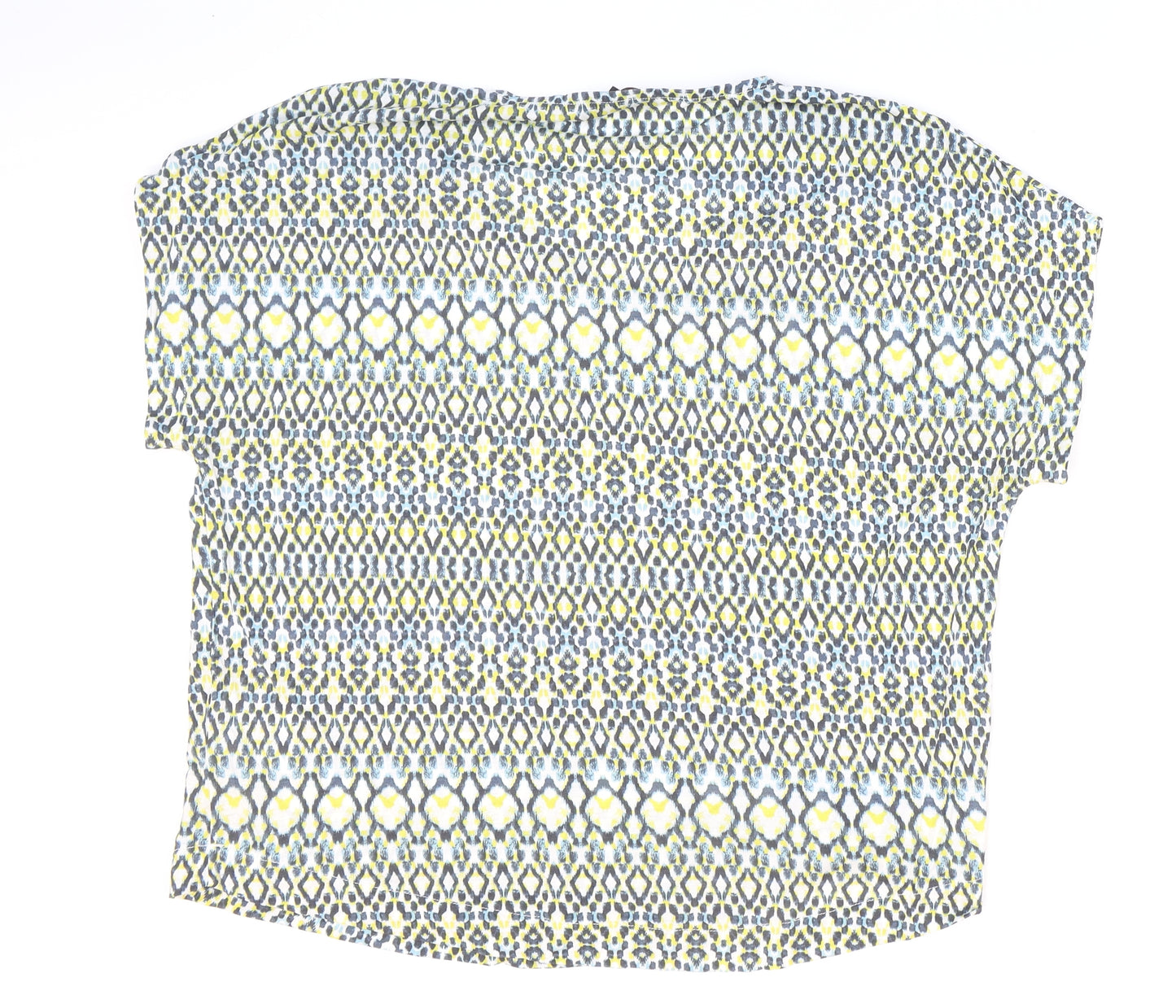 Jaeger Womens Multicoloured Geometric Lyocell Basic T-Shirt Size L V-Neck