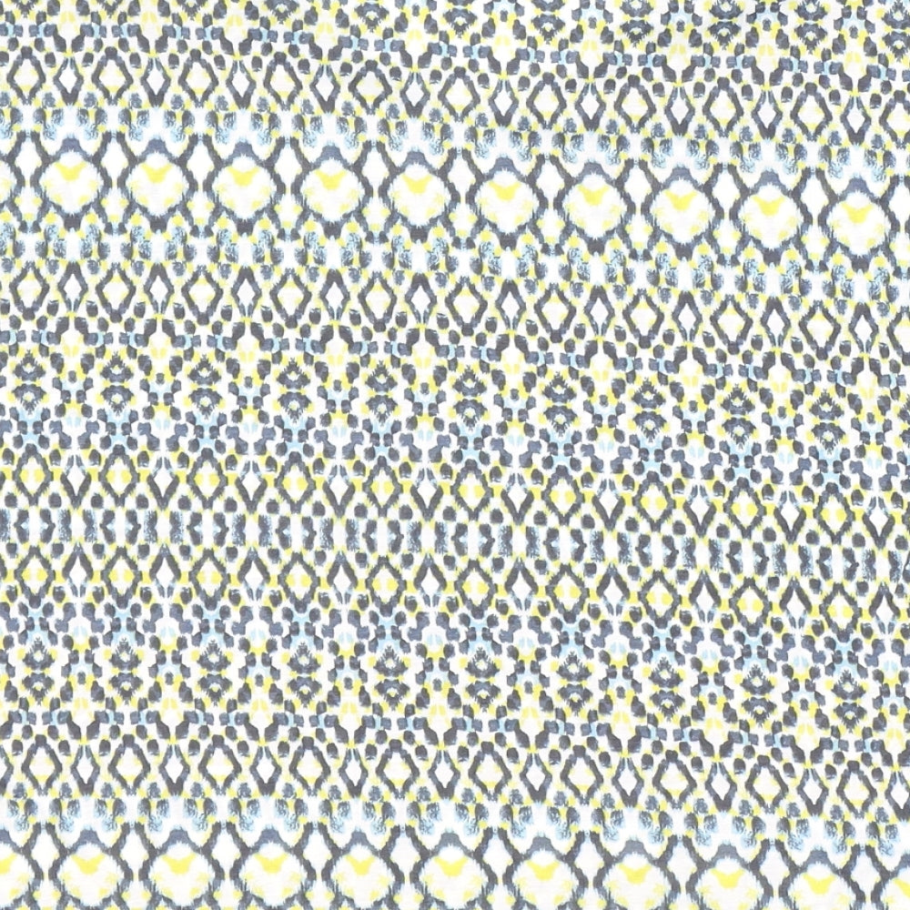 Jaeger Womens Multicoloured Geometric Lyocell Basic T-Shirt Size L V-Neck