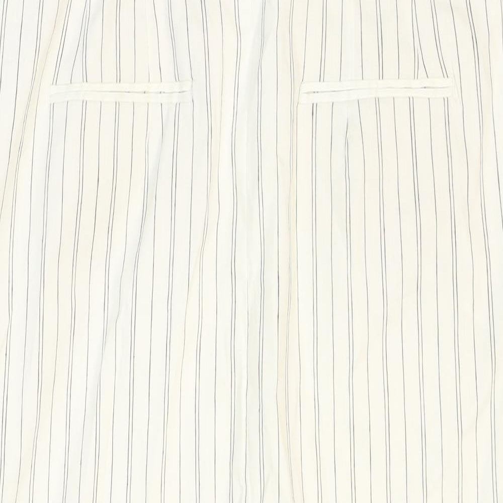 Zara Womens White Striped Polyester Maxi Skirt Size 10 Zip