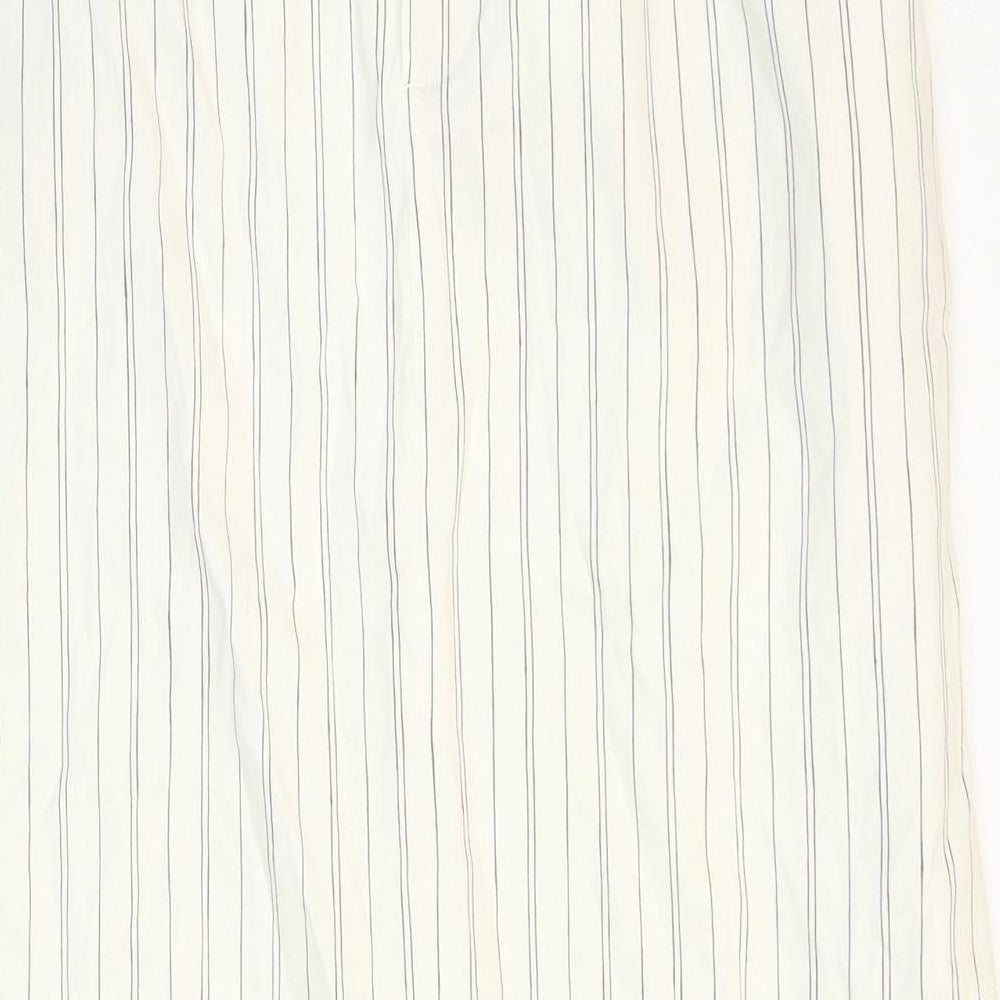 Zara Womens White Striped Polyester Maxi Skirt Size 10 Zip