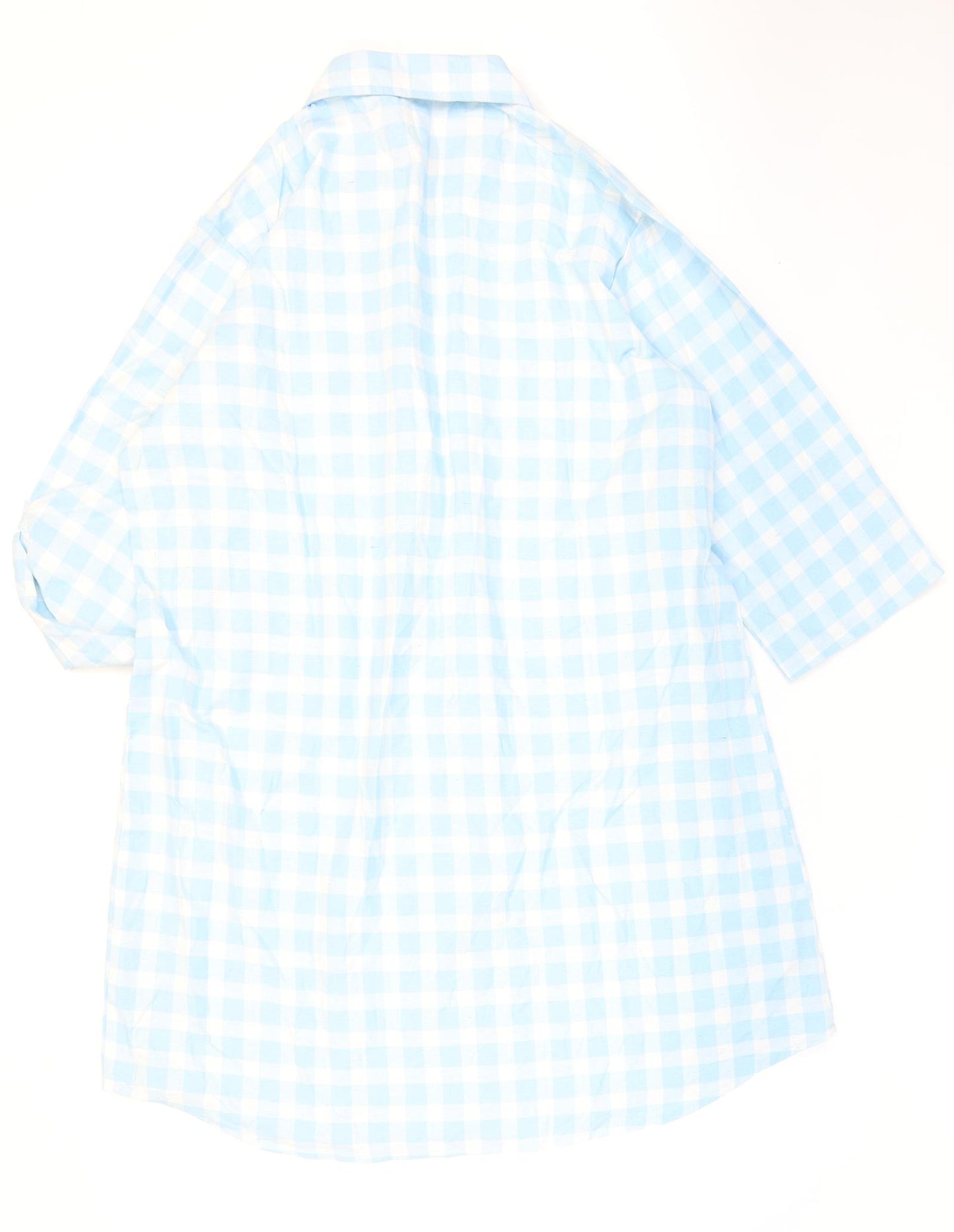 Foxbury Womens Blue Check Polyester Top Nightshirt Size 16 Button