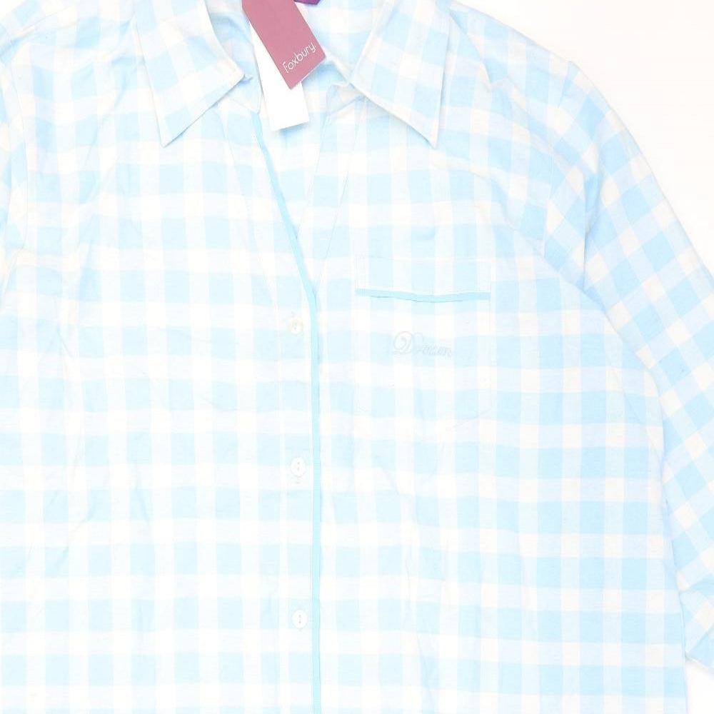 Foxbury Womens Blue Check Polyester Top Nightshirt Size 16 Button