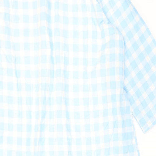 Foxbury Womens Blue Check Polyester Top Nightshirt Size 16 Button