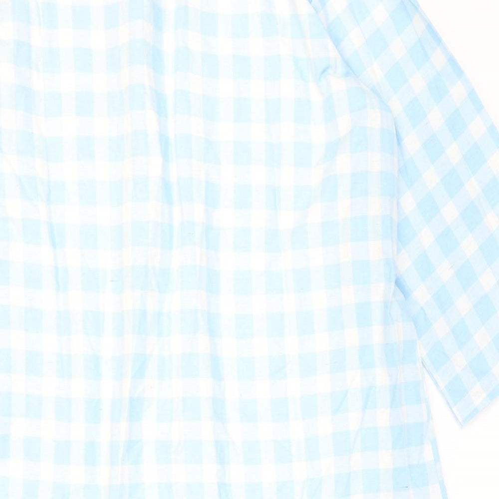 Foxbury Womens Blue Check Polyester Top Nightshirt Size 16 Button