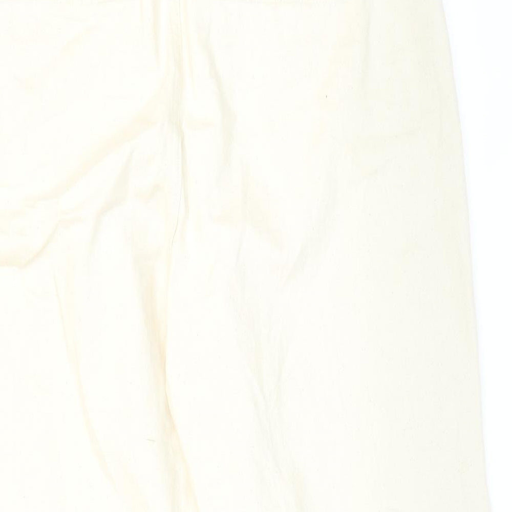 Marks and Spencer Womens Ivory Cotton Wide-Leg Jeans Size 14 L21 in Regular Zip