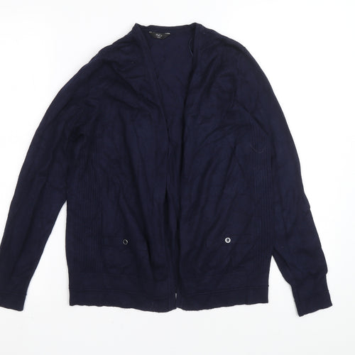 M&Co Womens Blue V-Neck Viscose Cardigan Jumper Size 12