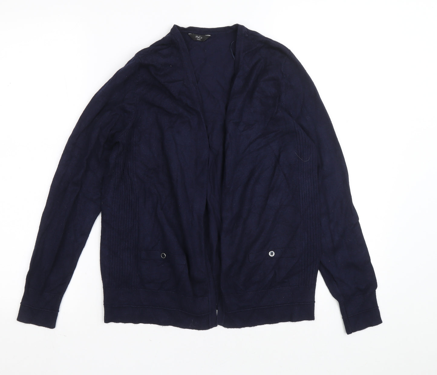 M&Co Womens Blue V-Neck Viscose Cardigan Jumper Size 12