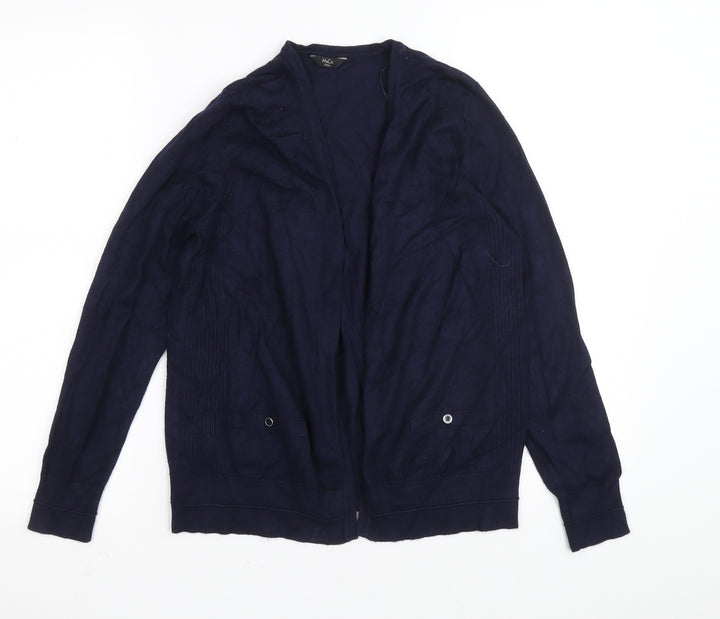 M&Co Womens Blue V-Neck Viscose Cardigan Jumper Size 12