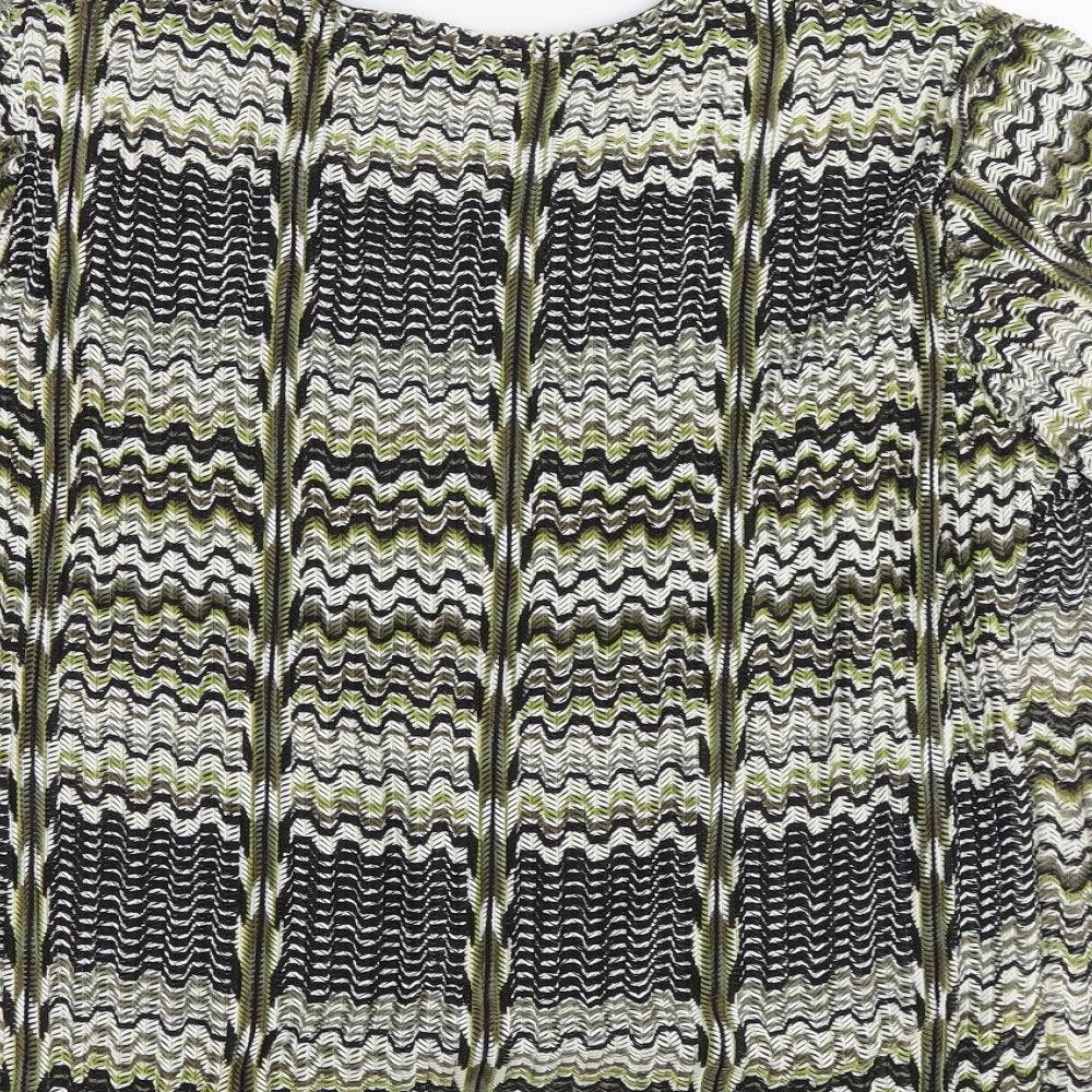 TIGI Womens Multicoloured Geometric Nylon Basic Blouse Size 14 Square Neck