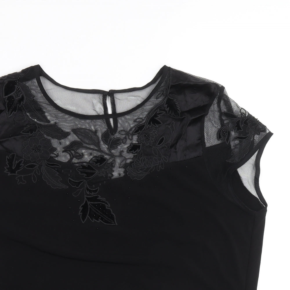 Berktertex Womens Black Polyester Basic Blouse Size 18 Round Neck - Lace detail